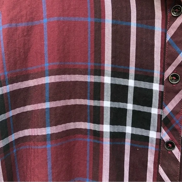 Foxcroft burgundy preppy plaid top shirt L14 - Picture 7 of 10